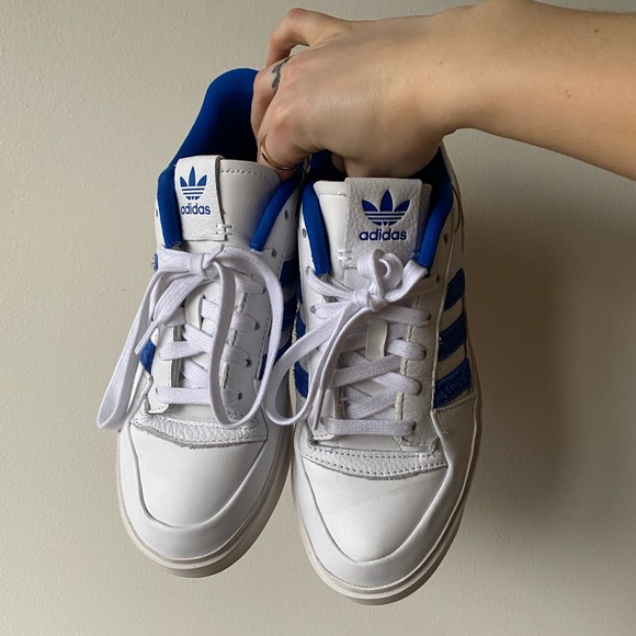 Adidas White and Blue platform Sneakers - Picture 4 of 5